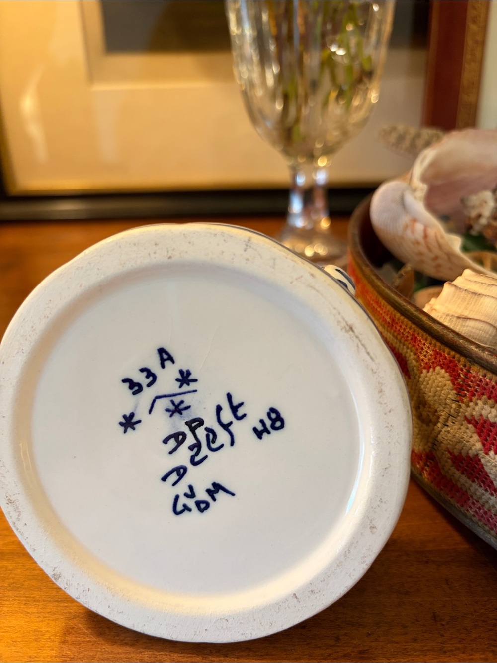Handpainted delft  Blue and White Ceramic Chamberstick candle holder